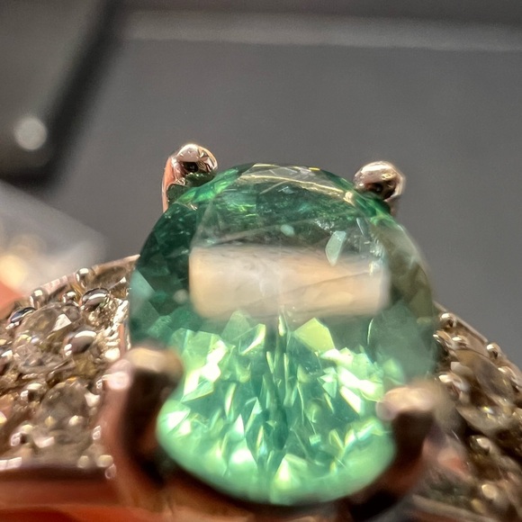 Paraiba apatite and white topaz sterling silver ring size 9 - Picture 14 of 17